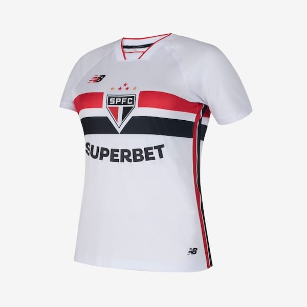 Vista 2 Camisa do São Paulo I 26/27 New Balance Torcedor Feminina New Balance BRANCO/VERMELHO