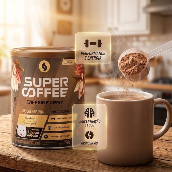 Vista 2 Pré Treino SuperCoffee Língua de Gato - 220g Super Coffee CHOCOLATE