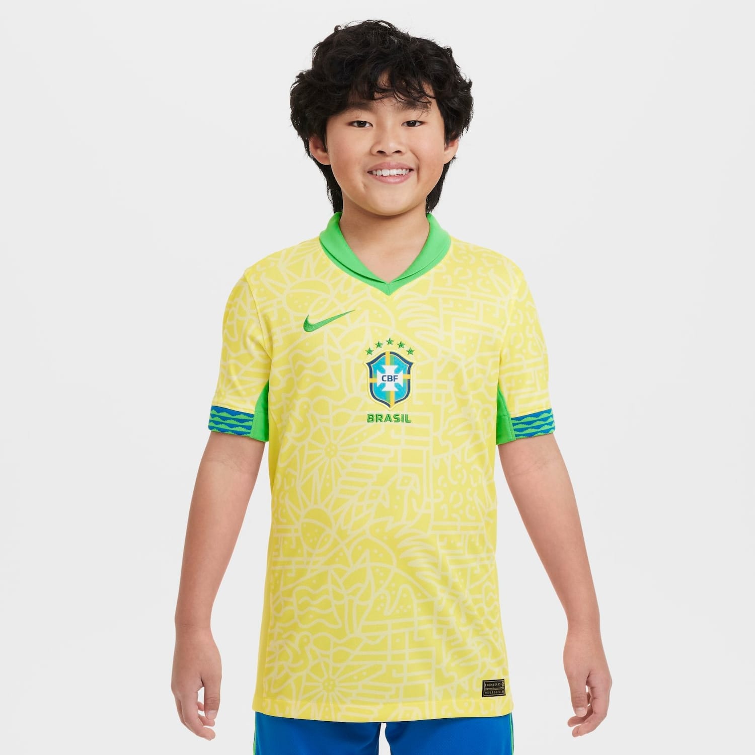 Vista principal Camisa Nike Brasil I 2024/25 Torcedor Pro Infantil Nike Amarelo