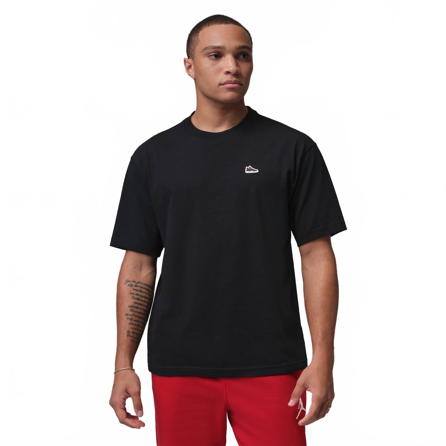 Vista principal Camiseta Jordan Sneaker Patch Masculina Jordan Preto