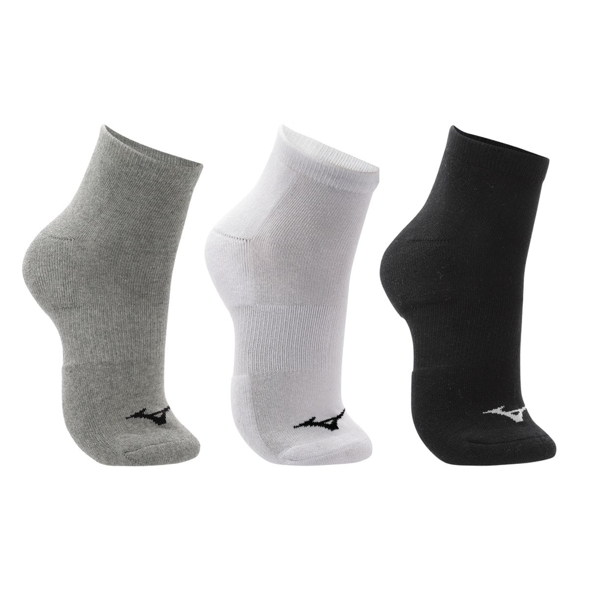 Vista principal Meia Cano Curto Mizuno Prime Tam. Pacote Com 3 Pares Cinza Mizuno