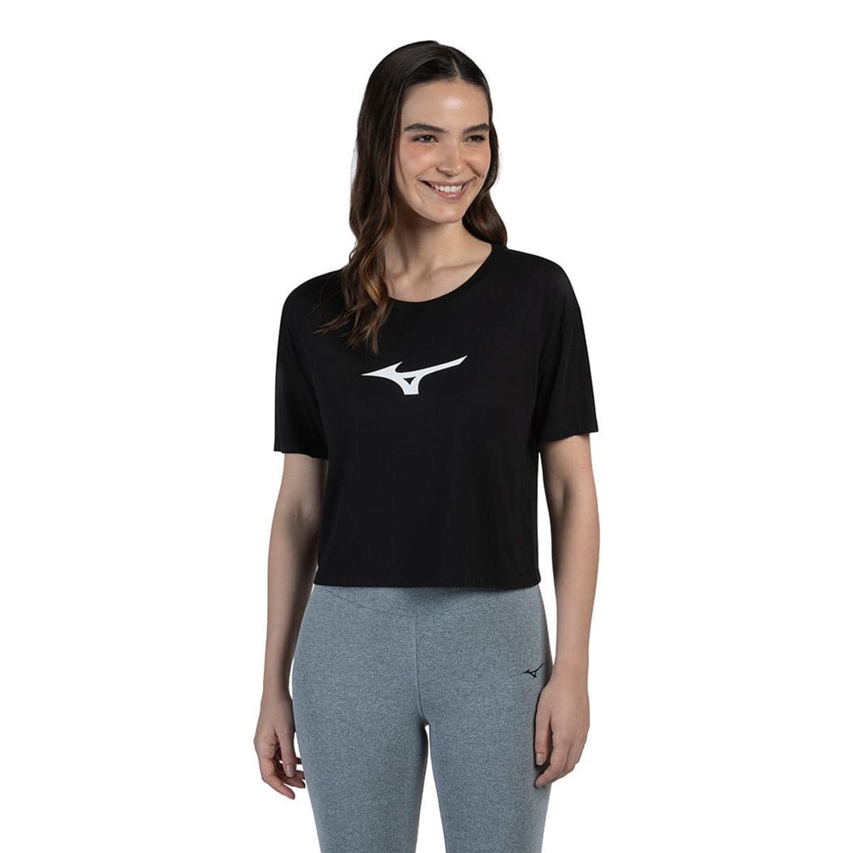 Camiseta Feminina Mizuno Cropped Preto