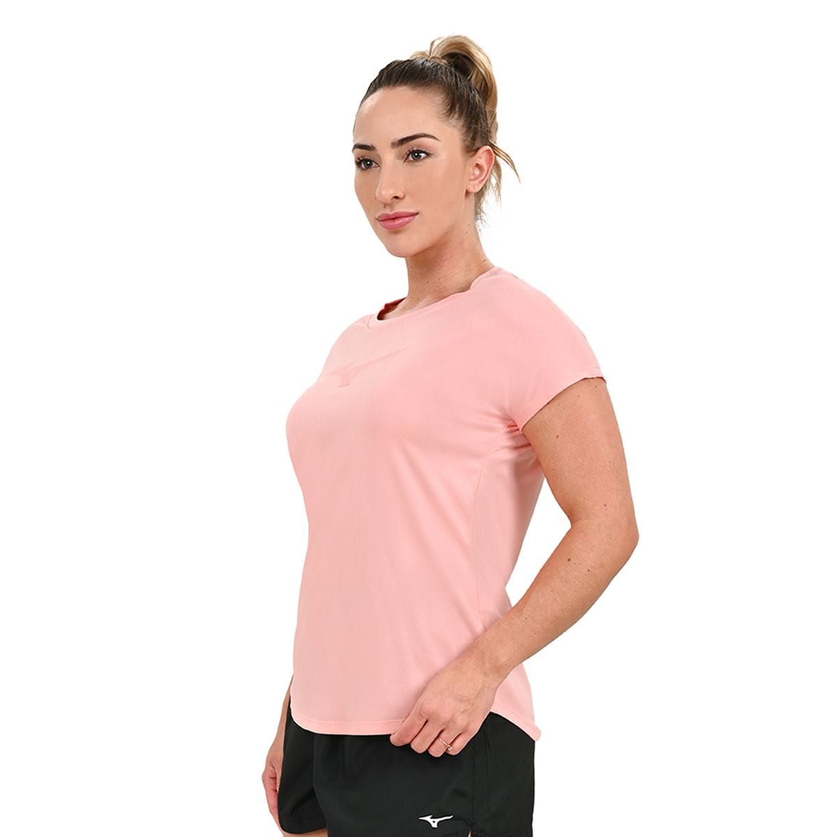 Camiseta de Corrida Feminina Mizuno Spark Big Logo Rosa