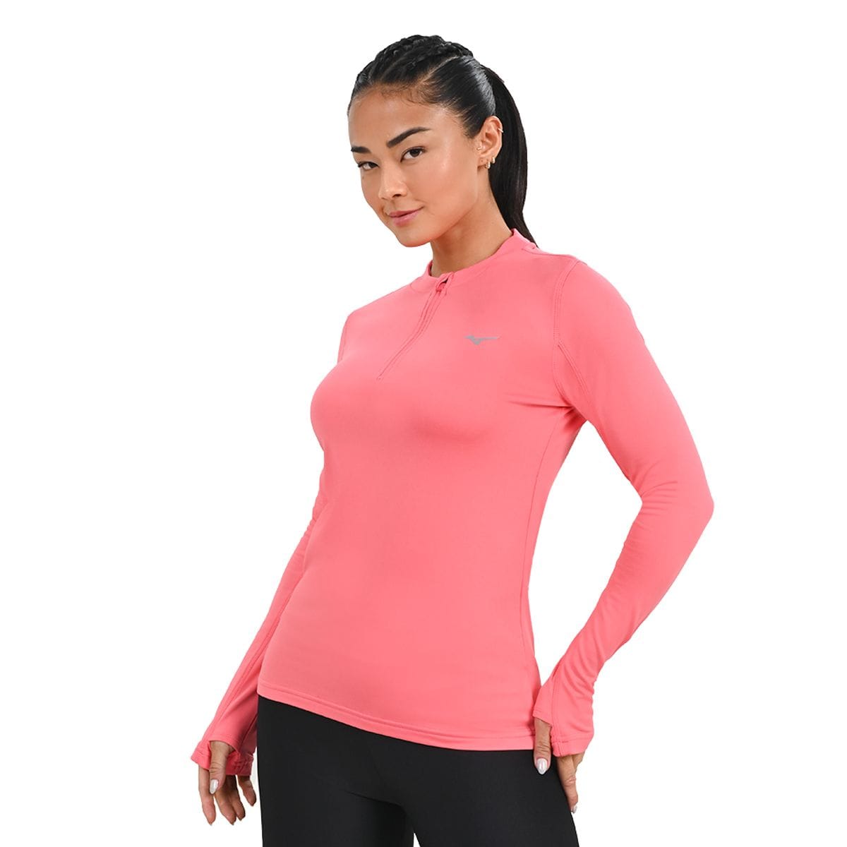 Camiseta Manga Longa de Corrida Feminina Mizuno Térmica Laranja