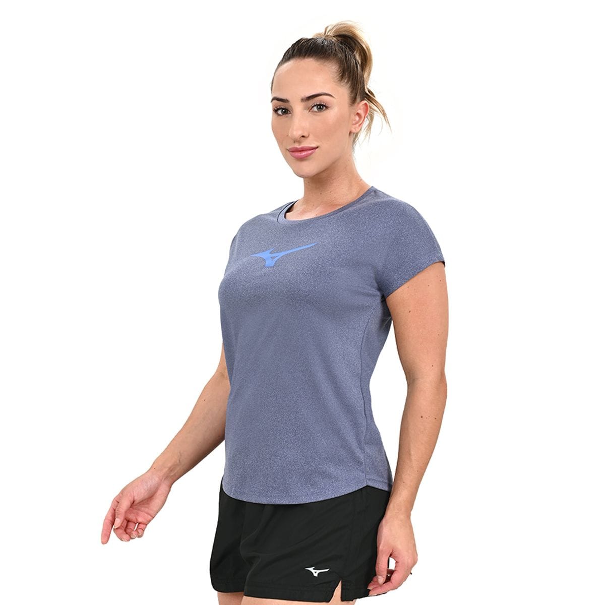 Camiseta de Corrida Feminina Mizuno Spark Big Logo Azul
