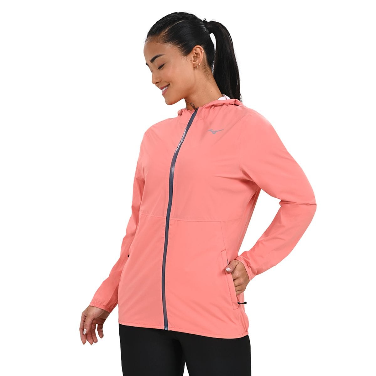 Vista principal Jaqueta de Corrida Feminina Mizuno Waterproof 20K Laranja Mizuno