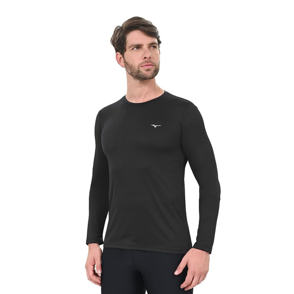 Camiseta de Corrida Manga Longa Masculina Mizuno Nirvana Preto
