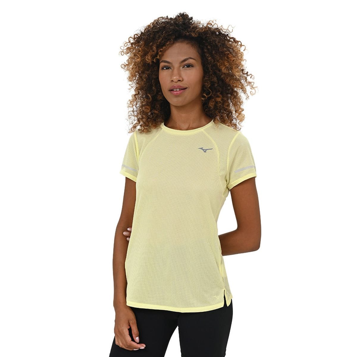 Camiseta de Corrida Feminina Mizuno Dryaeroflow Amarelo