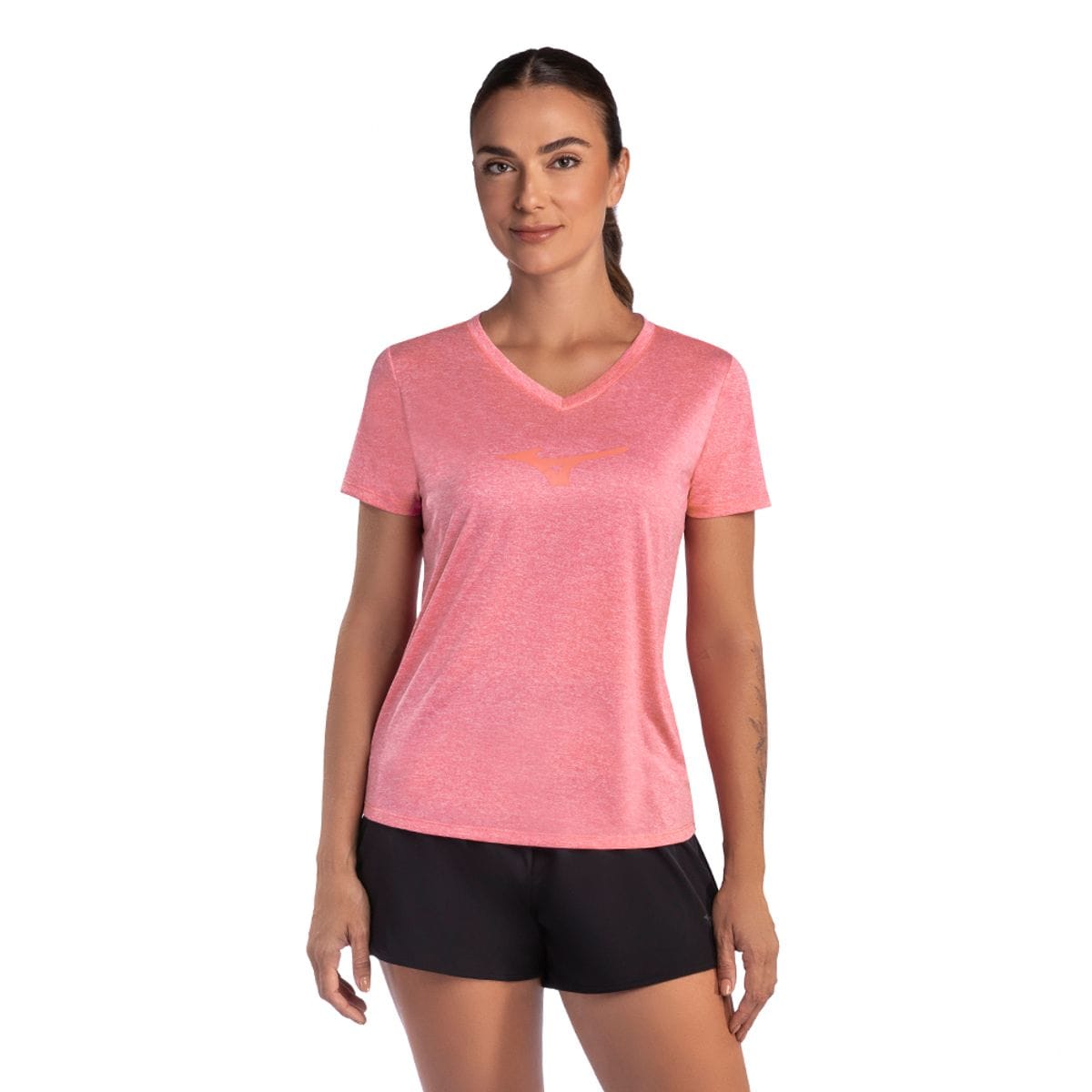 Camiseta de Corrida Feminina Mizuno Big Logo Rosa