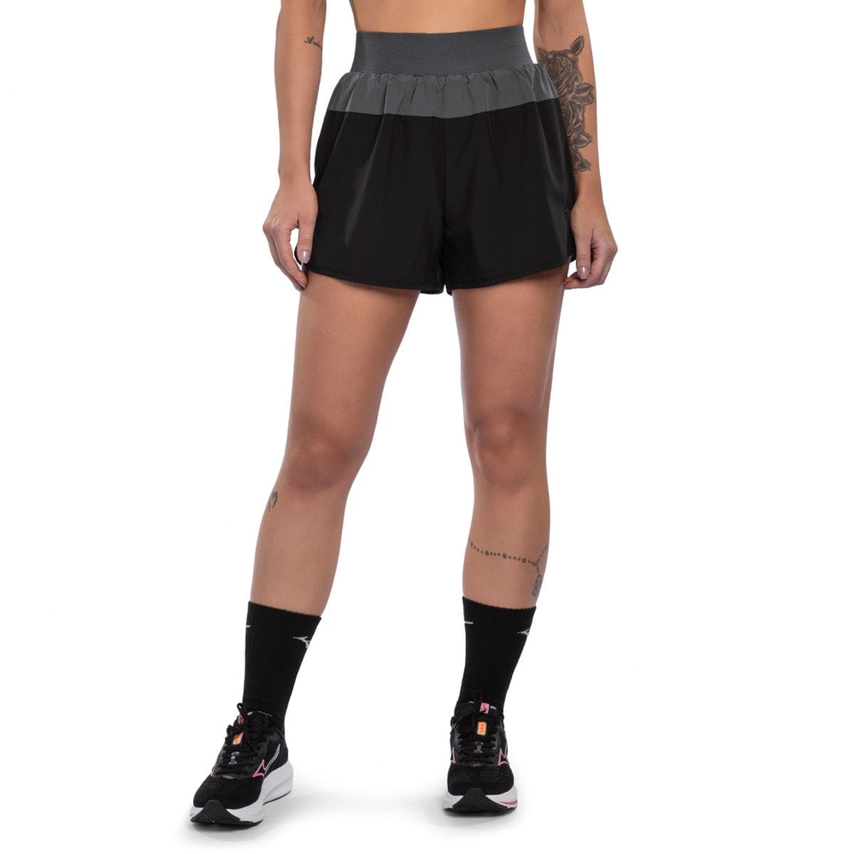 Shorts de Corrida Feminino Mizuno High 2 X1 Preto