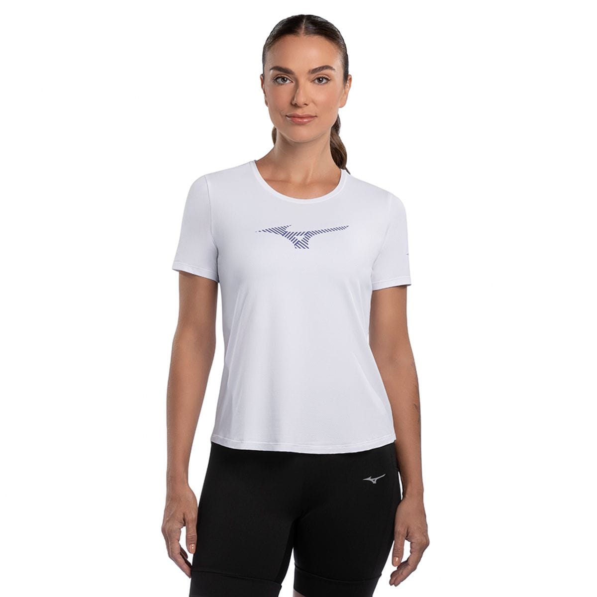 Camiseta de Corrida Feminina Mizuno Focus Stamp Branco