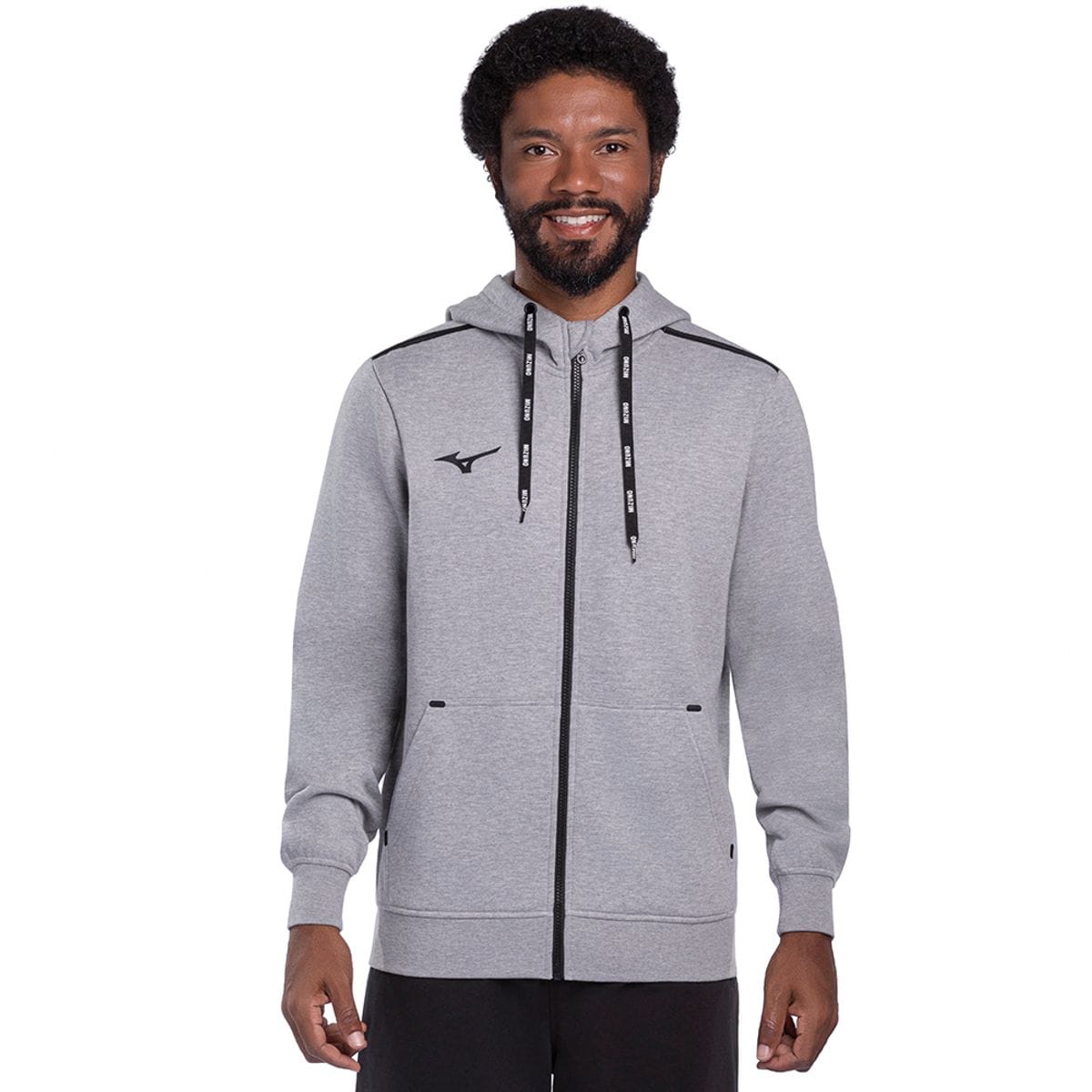 Moletom Masculino Mizuno Zipper Cinza
