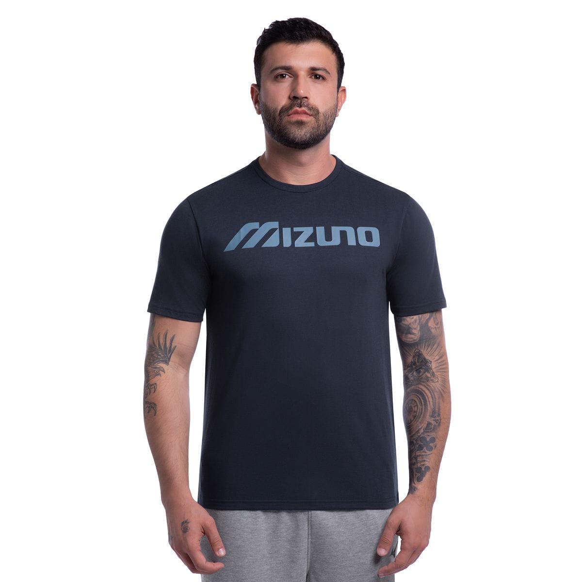 Camiseta Mizuno Big Logo Masculina Azul