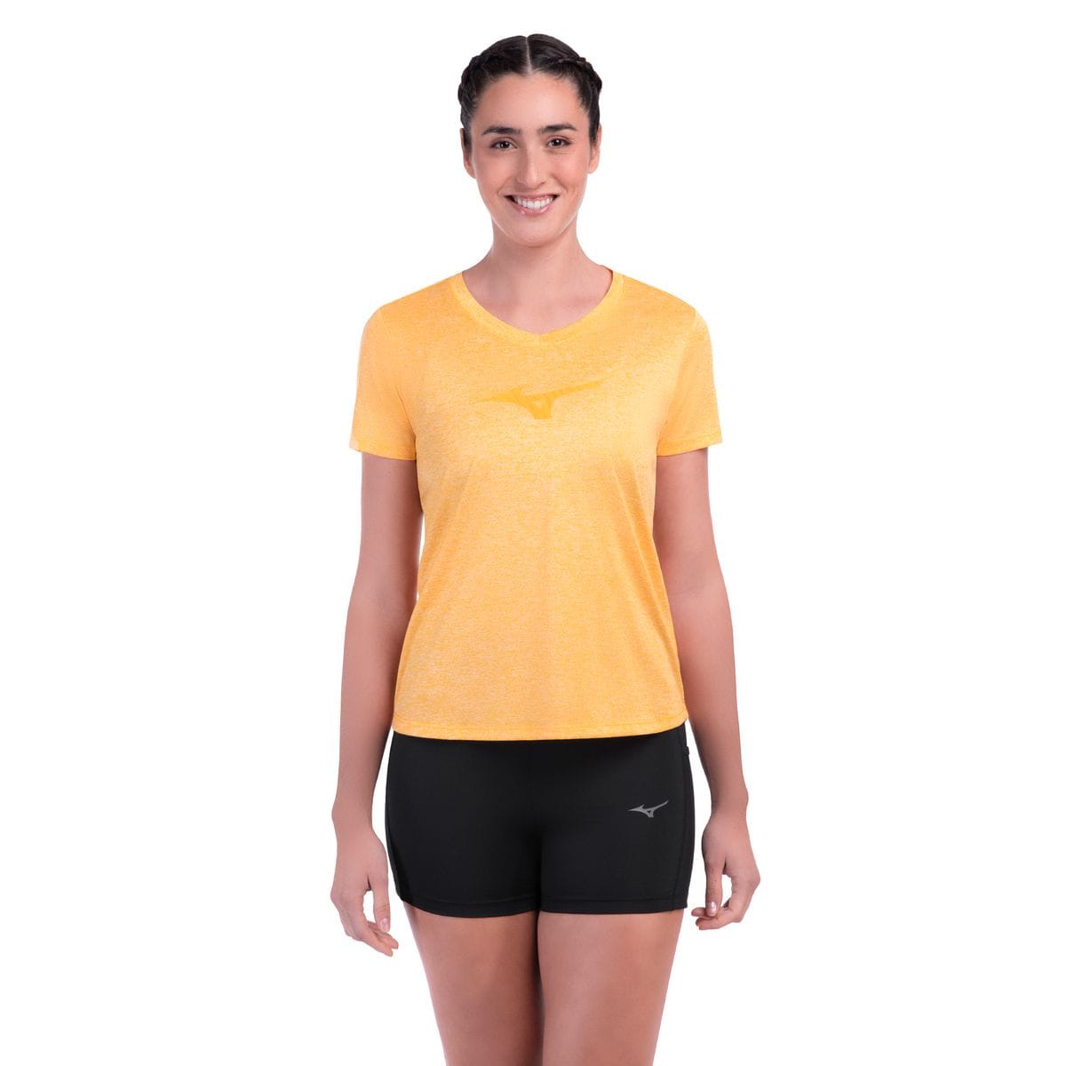 Camiseta de Corrida Mizuno Spark Big Logo 2 Feminina Amarelo