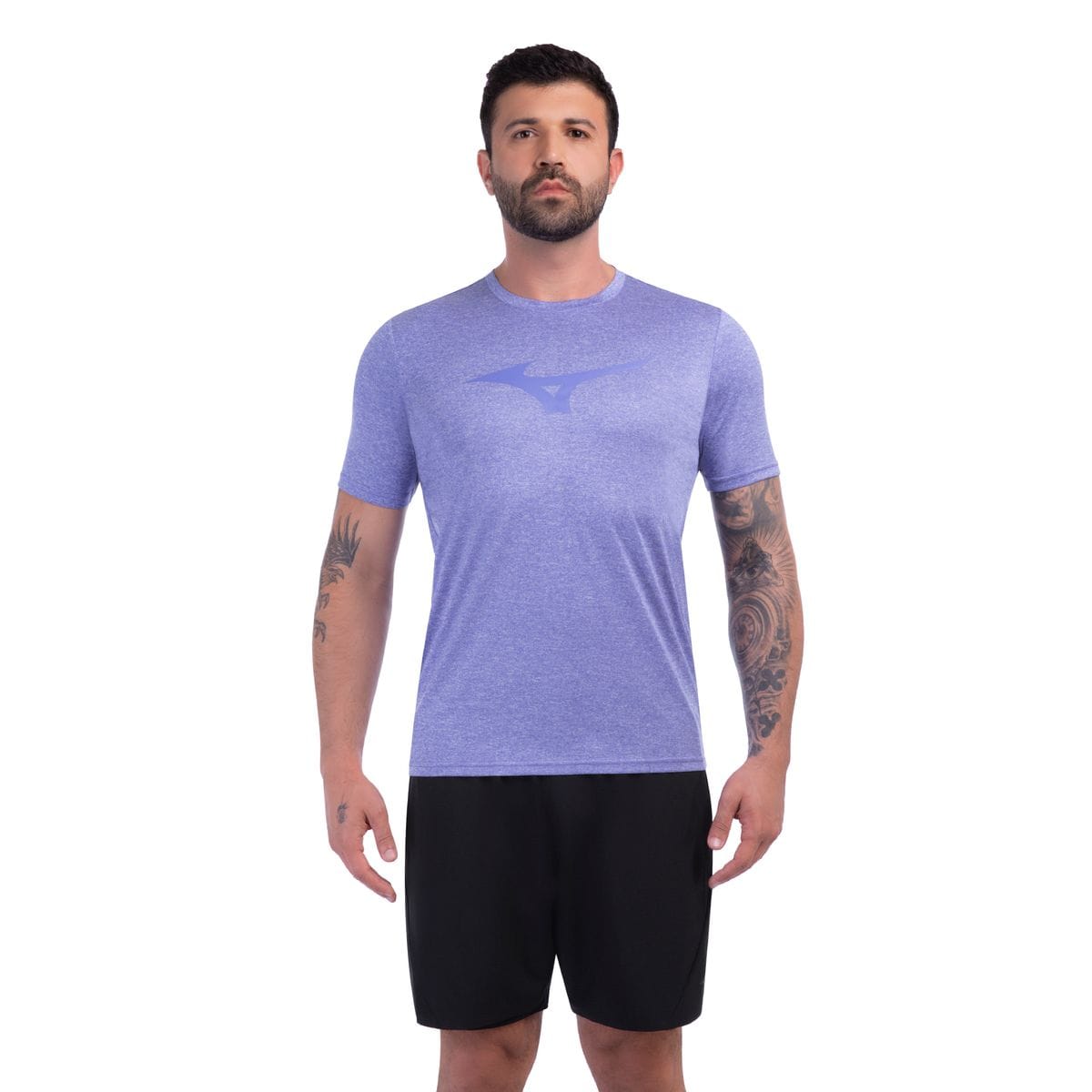 Camiseta de Corrida Mizuno Run Spark Mescla Masculina Preto