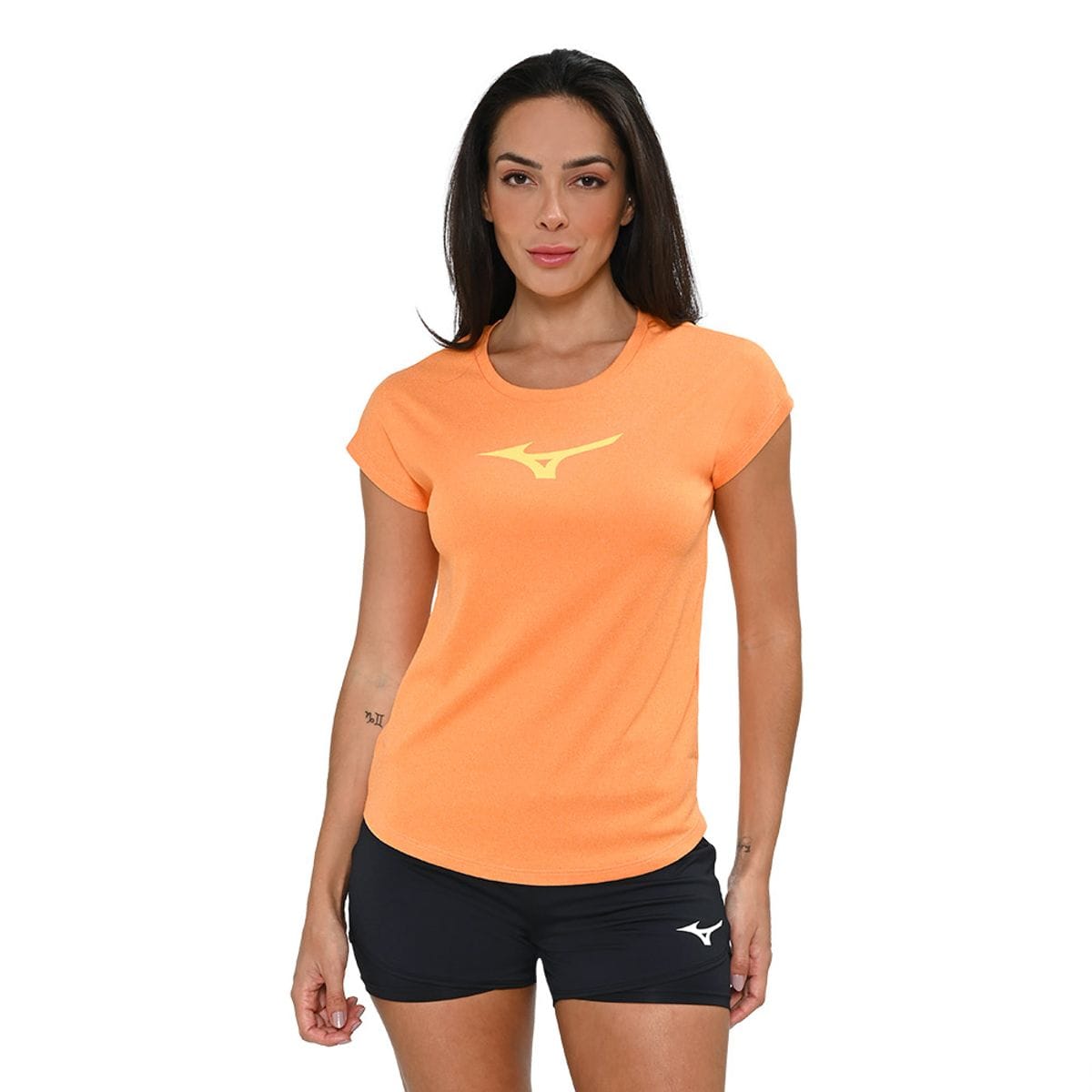 Camiseta de Corrida Feminina Mizuno Spark Big Logo Laranja