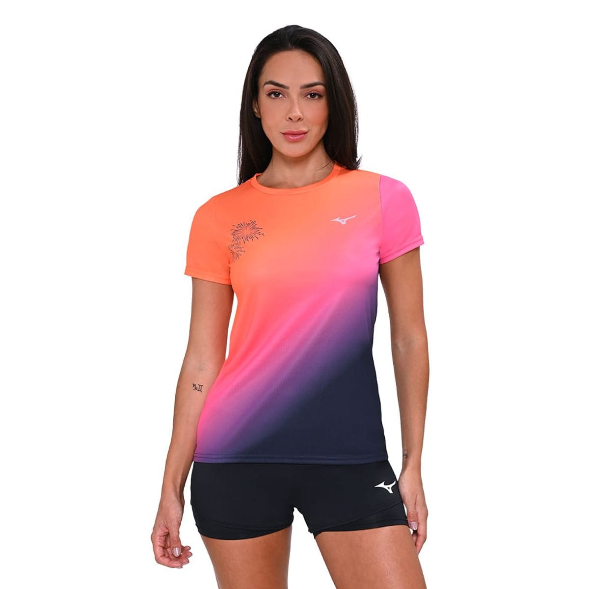 Camiseta de Corrida Mizuno Core Graphic Feminina Laranja