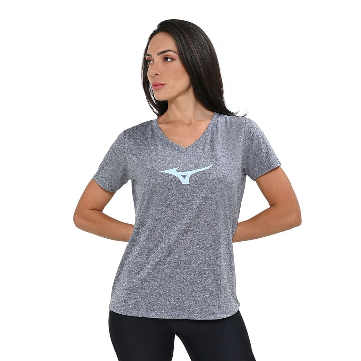 Camiseta de Corrida Feminina Mizuno Big Logo Azul