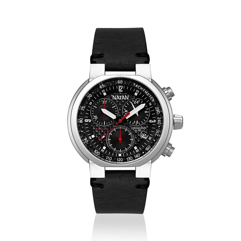 Vista principal Relógio Natan Acqua Masculino em Couro Preto Natan
