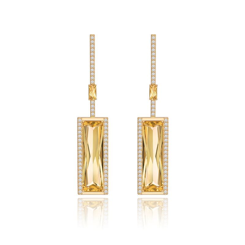 Brinco em Ouro Amarelo com Diamante, Citrino