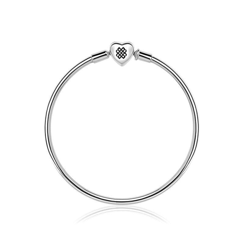 Pulseira Rígida Em Prata 925 Com Fecho Coração - 21 cm