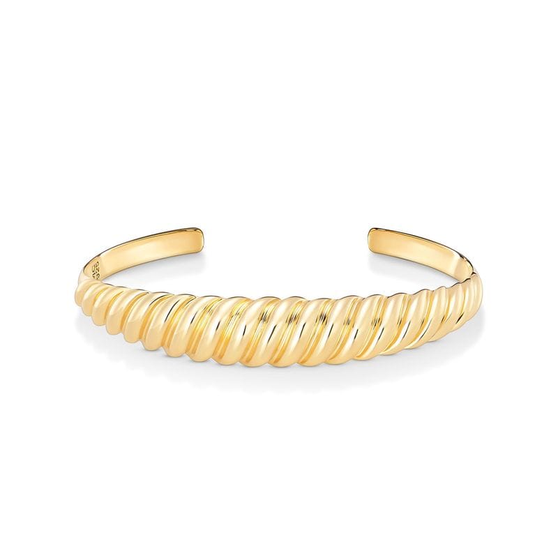 Pulseira Rígida Ondulada em Prata 925 com Banho de Ouro 18k - 17cm