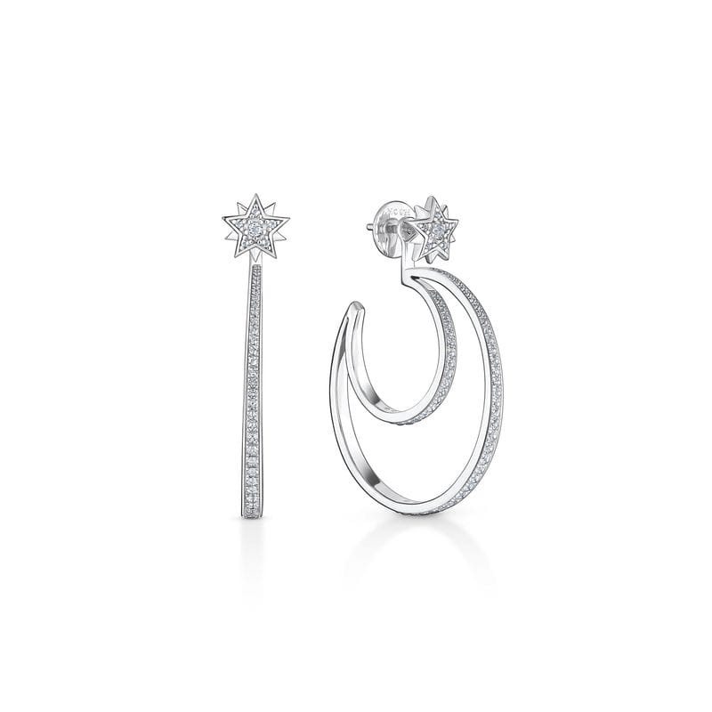Brinco Argola Dupla Estrela com Topázio em Prata 925