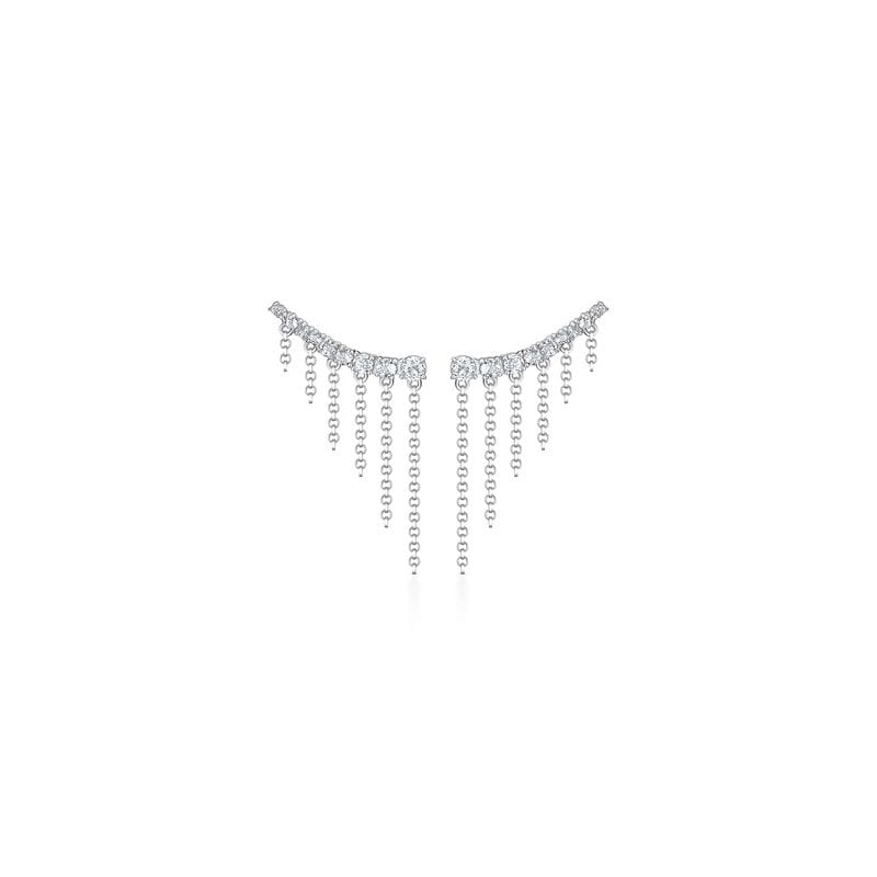 Brinco Franjas Corrente com Topázio em Prata 925