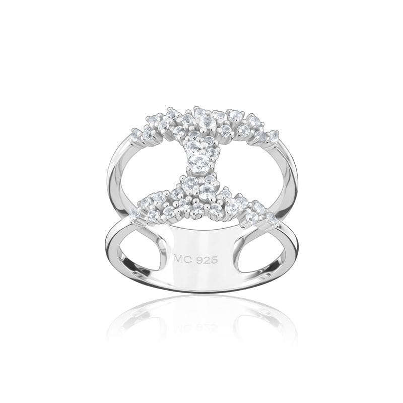 Anel Duplo com Safira em Prata 925