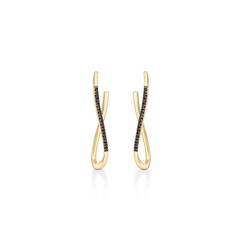 Brinco Argola Infinito com Espinélio em Prata 925 com Banho de Ouro Amarelo 18k