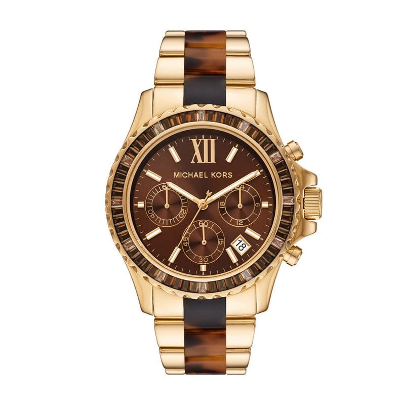Relógio Michael Kors Feminino em Aço Dourado e Acetato