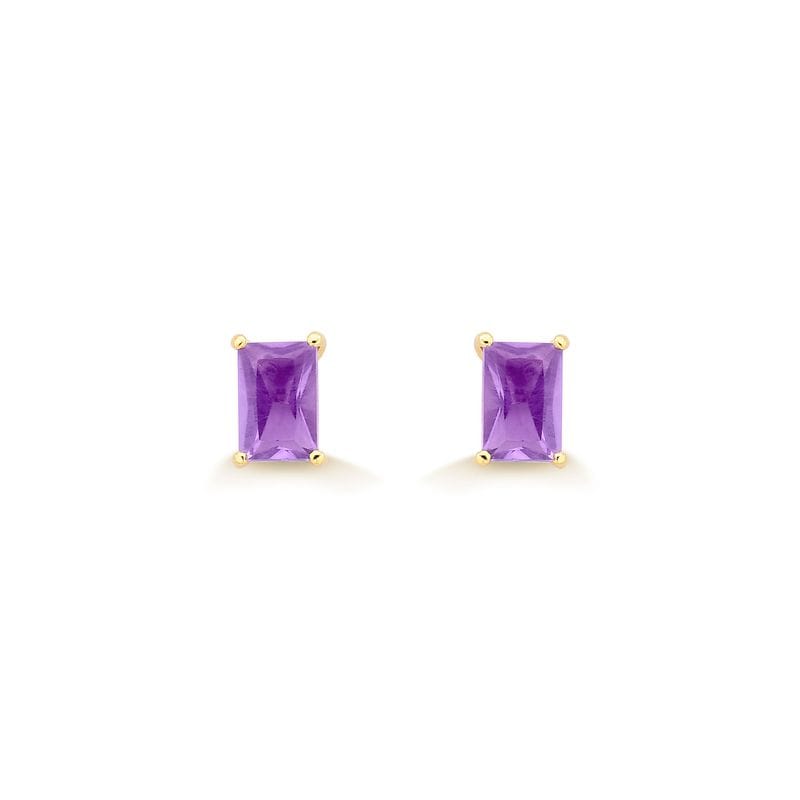 Brinco com Ametista em Ouro Amarelo 18k