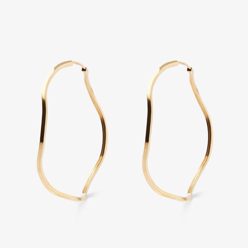 Brinco Argola Torcida Fio Quadrado em Ouro Amarelo 18k - 37mm