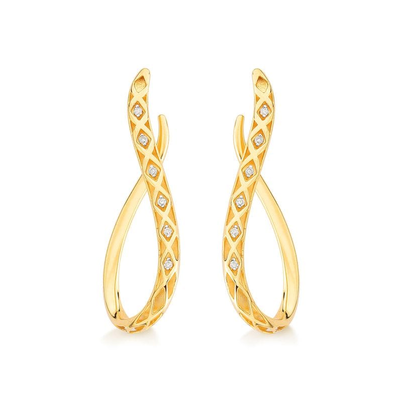 Brinco Pendurado com Diamantes, em Ouro Amarelo 18K