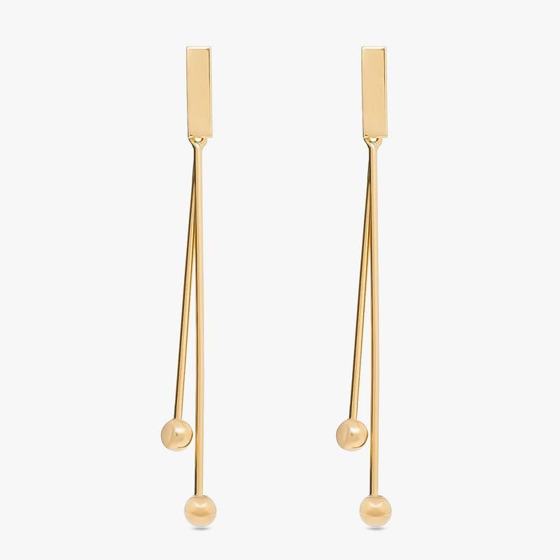 Brinco com Fios de Ouro e Esferas em Ouro Amarelo 18k - 64 mm