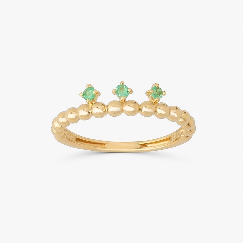 Anel Solitário com Esmeralda em Ouro Amarelo 18k