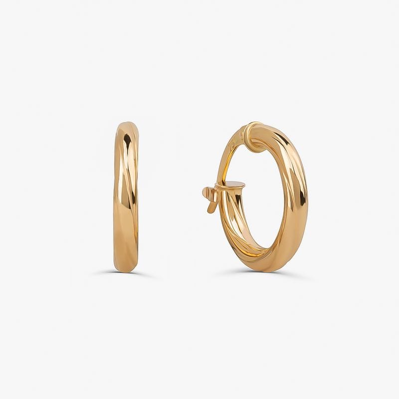 Brinco Argola Trabalhada Fio Redondo em Ouro Amarelo 18k - 10 mm