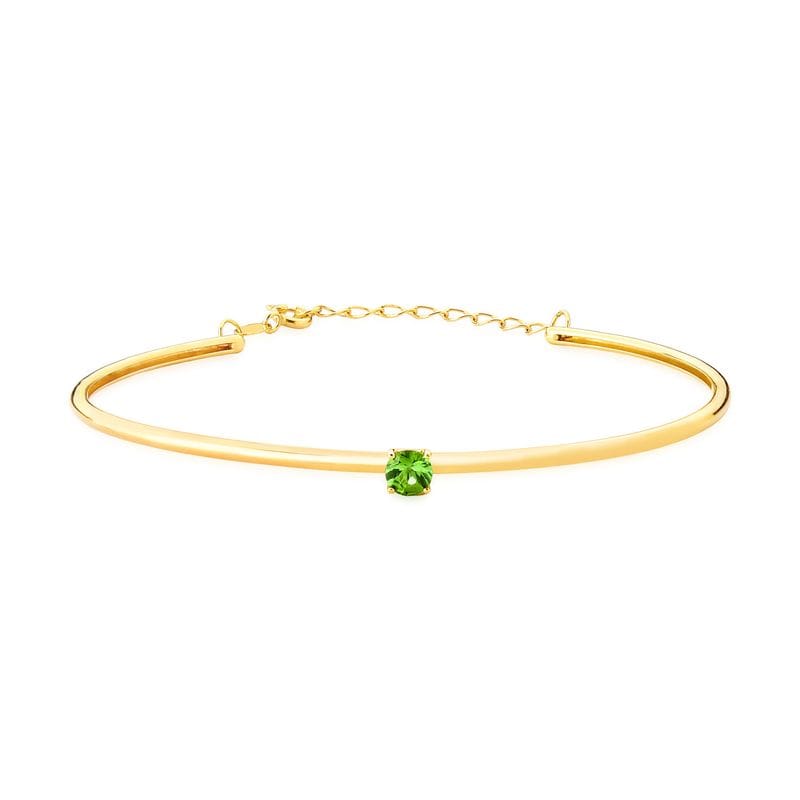 Pulseira Rígida com Turmalina Verde em Ouro Amarelo 18k - 17 cm