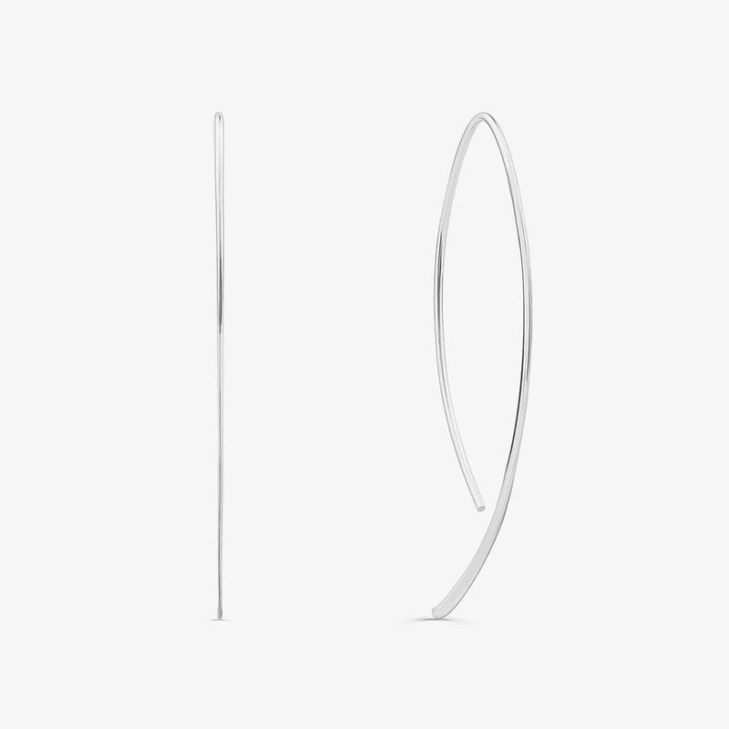 Brinco Argola Navete em Ouro Branco 18k - 46mm