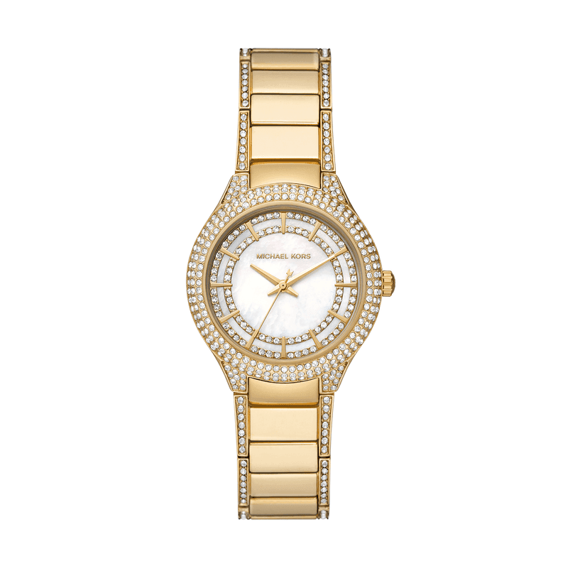 Relógio Michael Kors Feminino em Aço Dourado com Cristais e Madrepérola MK4655