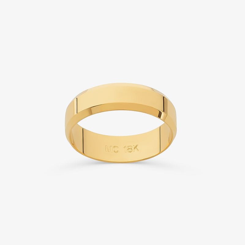 Aliança Chanfrada em Ouro Amarelo 18k - 5,2 mm
