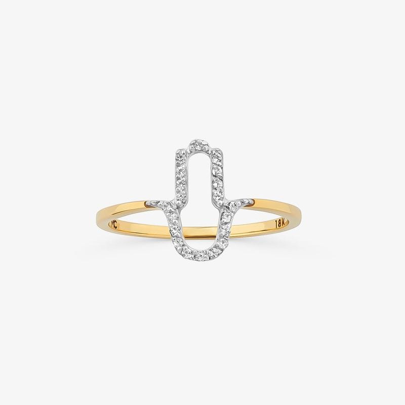 Anel Hamnsá com Topázio Incolor em Ouro Amarelo 18k