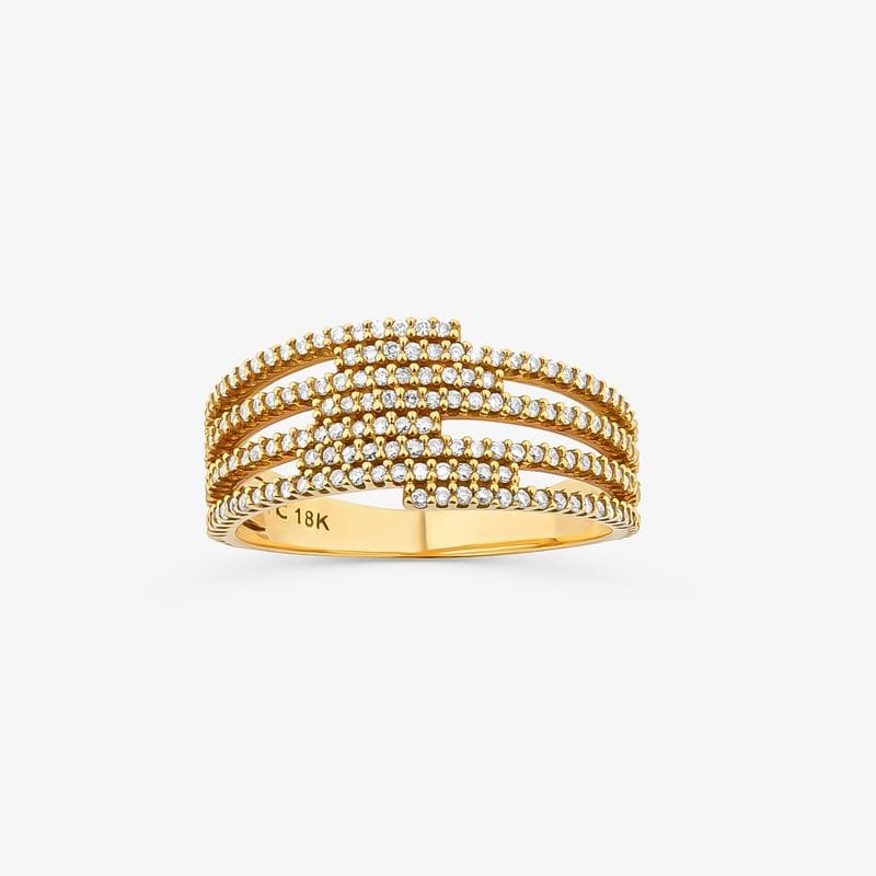 Anel Traços com Diamante em Ouro Amarelo 18k
