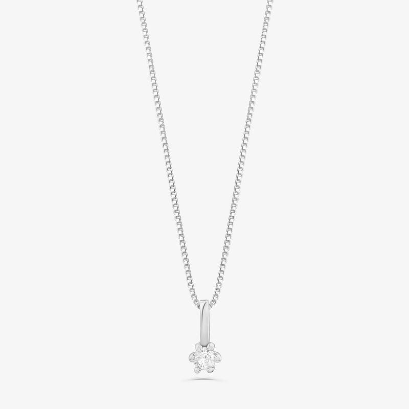 Pingente Solitário com 5 Pontos de Diamantes em Ouro Branco 18k