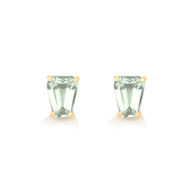 Brinco com Prasiolita , em Ouro Amarelo 18k