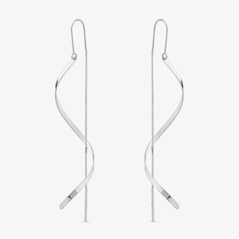 Brinco Fitas em Ouro Branco 18k