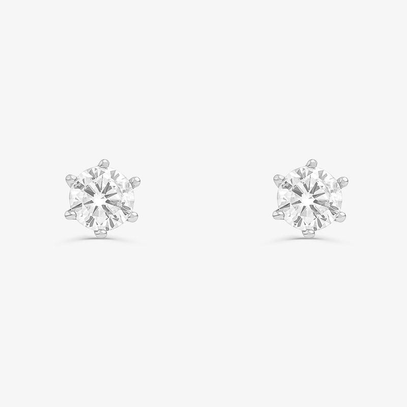 Brinco Solitário em Ouro Branco com 50 Pontos de Diamantes