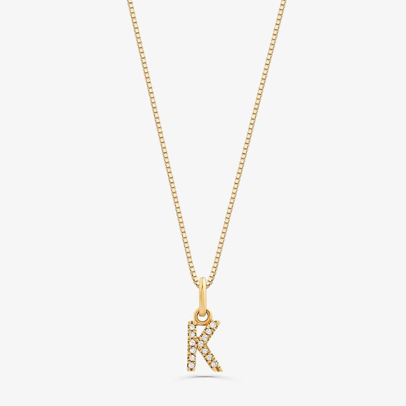 Pingente Letra K com Diamante em Ouro Amarelo 18k