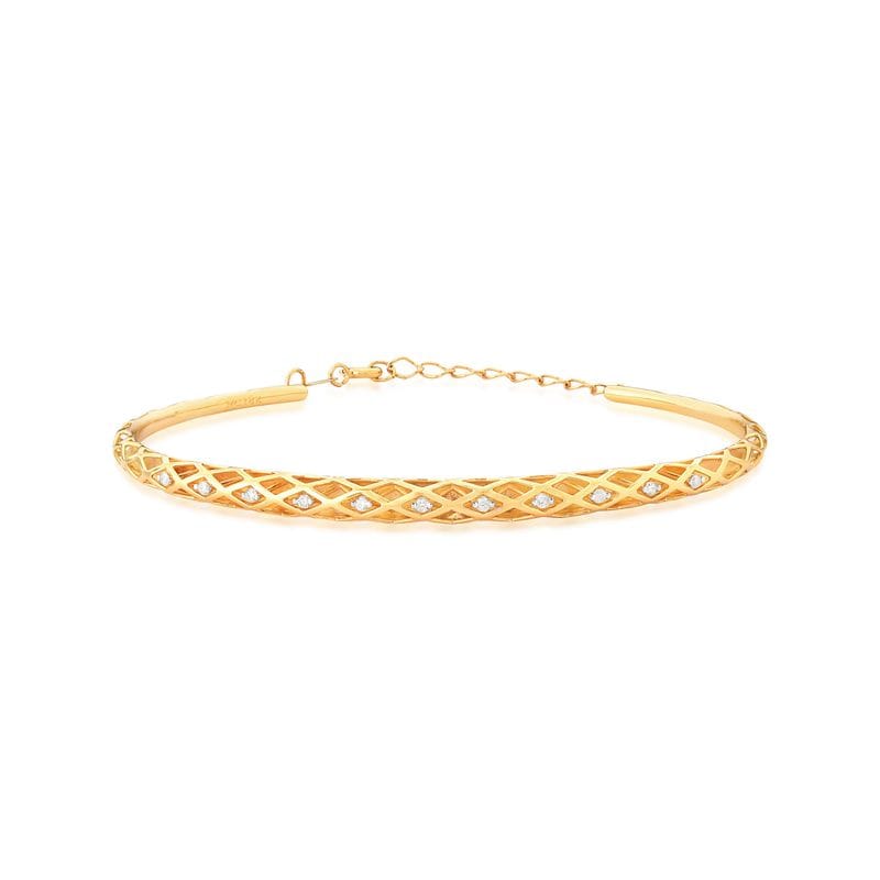 Pulseira Rígida com Diamantes em Ouro Amarelo 18k - 17 cm