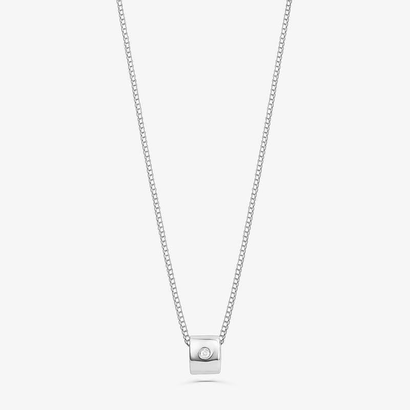 Pingente Separador em Ouro Branco 18K com Diamante